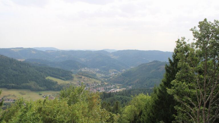 Dieses Bild zeigt eine Webcam-Aufnahme vom Achertal, aufgenommen am Donnerstag, den 27.08.2026 um 16:50 Uhr. Die Temperatur betrug 29.9°C.