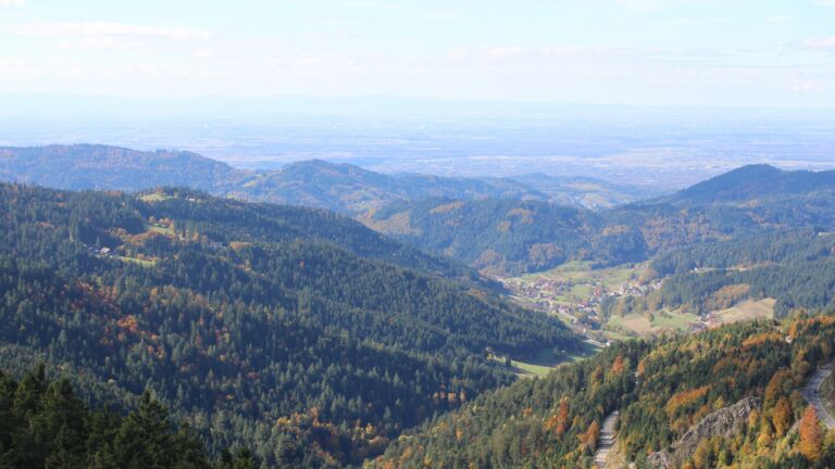 Dieses Bild zeigt eine Webcam-Aufnahme vom Achertal, aufgenommen am Samstag, den 18.10.2025 um 13:50 Uhr. Die Temperatur betrug 7.4°C.