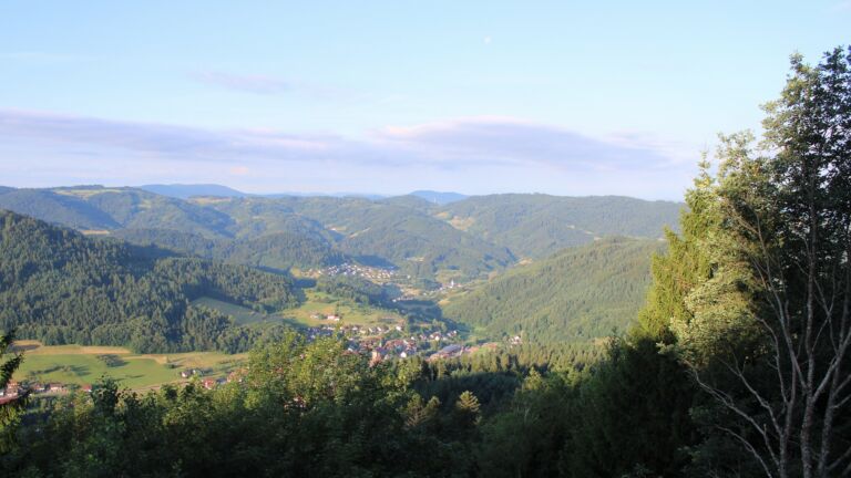 Dieses Bild zeigt eine Webcam-Aufnahme vom Achertal, aufgenommen am Freitag, den 03.07.2026 um 07:10 Uhr. Die Temperatur betrug 14.2°C.