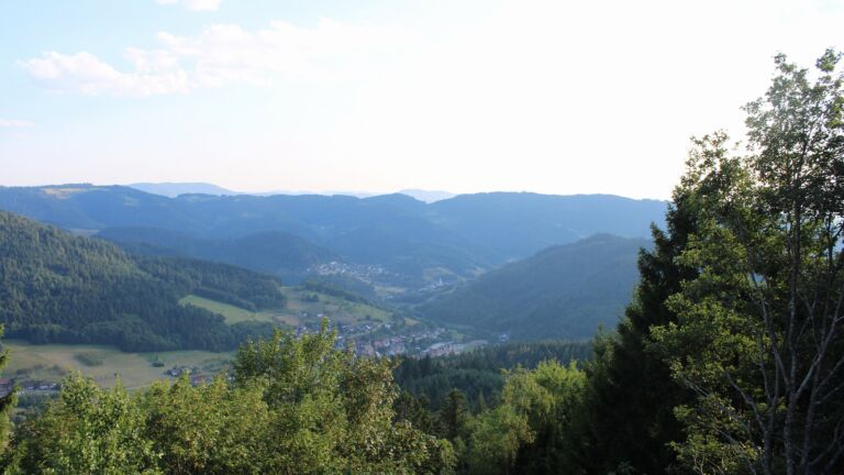 Dieses Bild zeigt eine Webcam-Aufnahme vom Achertal, aufgenommen am Mittwoch, den 29.07.2026 um 19:10 Uhr. Die Temperatur betrug 34.7°C.