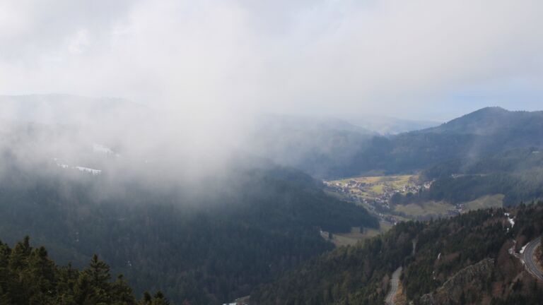 Dieses Bild zeigt eine Webcam-Aufnahme vom Achertal, aufgenommen am Sonntag, den 01.02.2026 um 15:00 Uhr. Die Temperatur betrug 4.9°C.