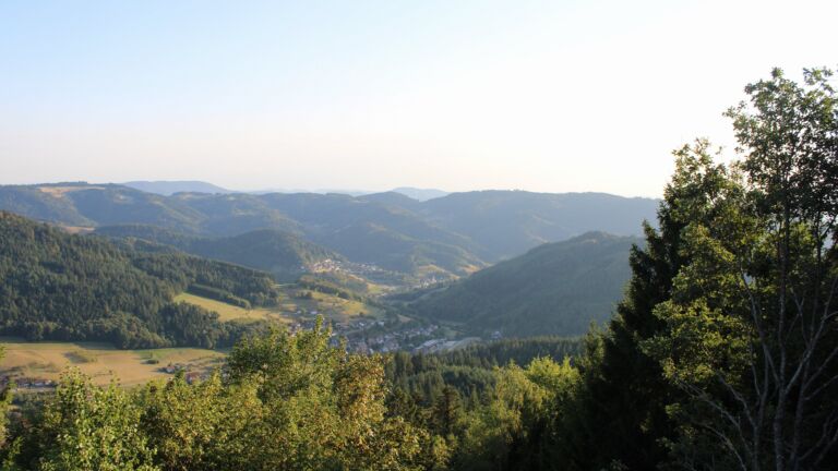 Dieses Bild zeigt eine Webcam-Aufnahme vom Achertal, aufgenommen am Freitag, den 14.08.2026 um 19:30 Uhr. Die Temperatur betrug 33°C.